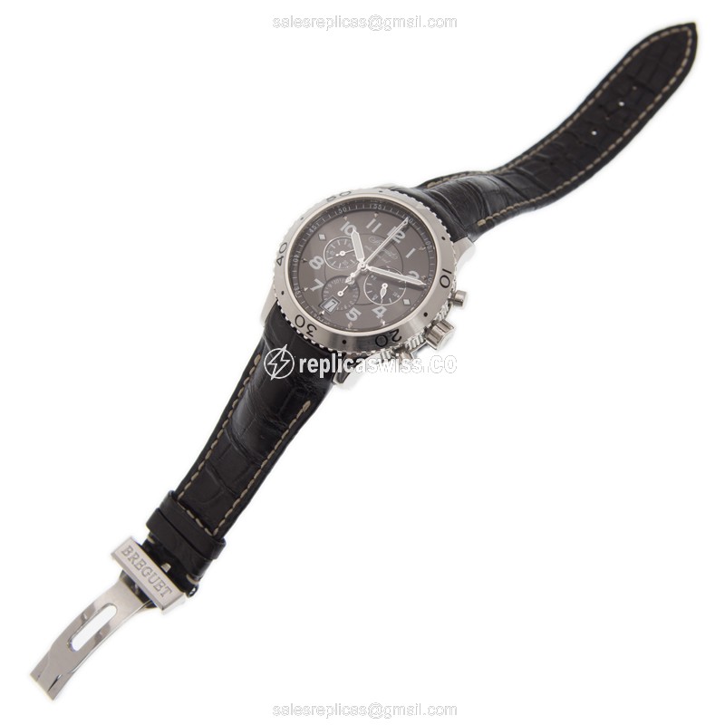 Breguet Type XXI Replica - Automatic - Stainless Steel - Gray Dial - Brown Alligator Strap - View 2