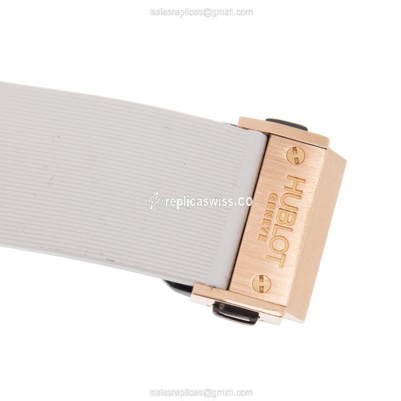 Hublot Big Bang Replica - Automatic - 18kt Rose Gold Case - White Dial - Rubber Strap - View 4