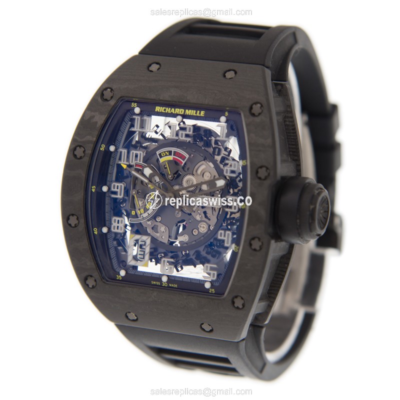 Richard Mille RM030 - Automatic Movement - Stainless Steel Case - Silver Dial - Black Rubber Strap - View 3