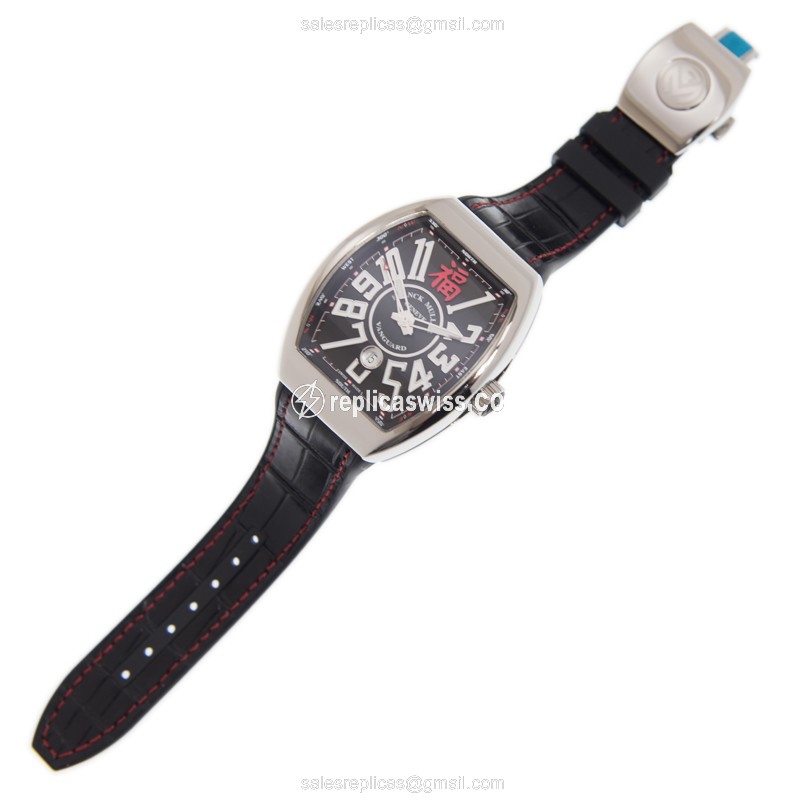 Franck Muller V 45 SC DT FU Auto Stainless Steel Black Dial Alligator Black Clasp Sapphire - View 2