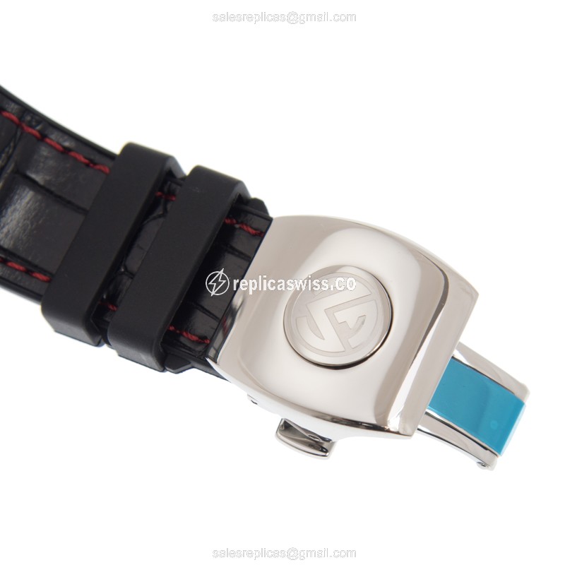 Franck Muller V 45 SC DT FU Auto Stainless Steel Black Dial Alligator Black Clasp Sapphire - View 4