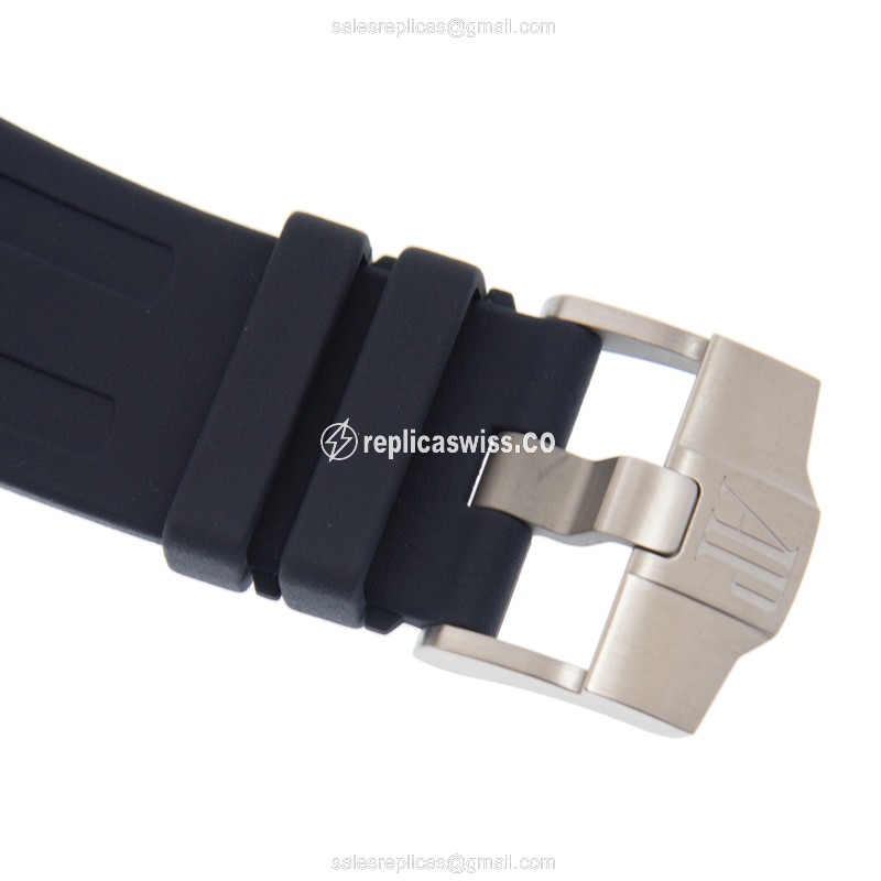 Audemars Piguet Royal Oak Offshore Replica - Automatic - Steel Case - Blue Dial - Rubber Blue Strap - View 4