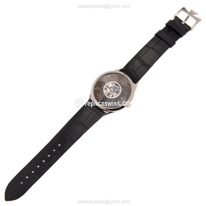 Vacheron Constantin 33222/000G-9706 Replica - Manual Wind - 18kt Gold - Black Dial - Alligator Black Buckle - View 2