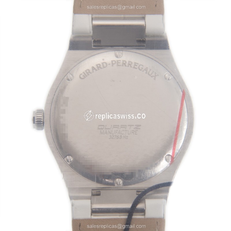 Girard Perregaux Replica Laureato - Quartz - Stainless Steel - Diamonds - Silver Dial - Alligator White Strap - View 3