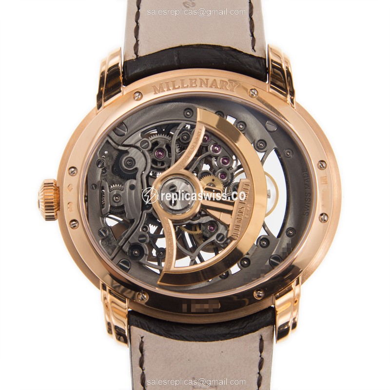 Audemars Piguet 15352OR.OO.D093CR.01 Replica - Automatic - 18kt Rose Gold - Silver Dial - Brown Alligator Strap - View 3