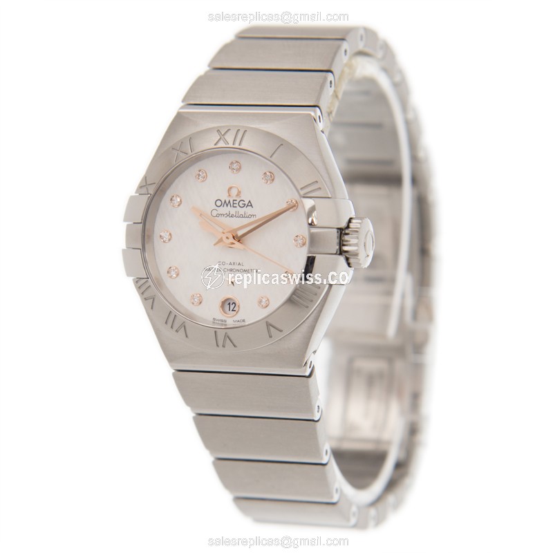 Omega Constellation Replica - Automatic - Stainless Steel Case - White Dial - Silver Strap - View 3