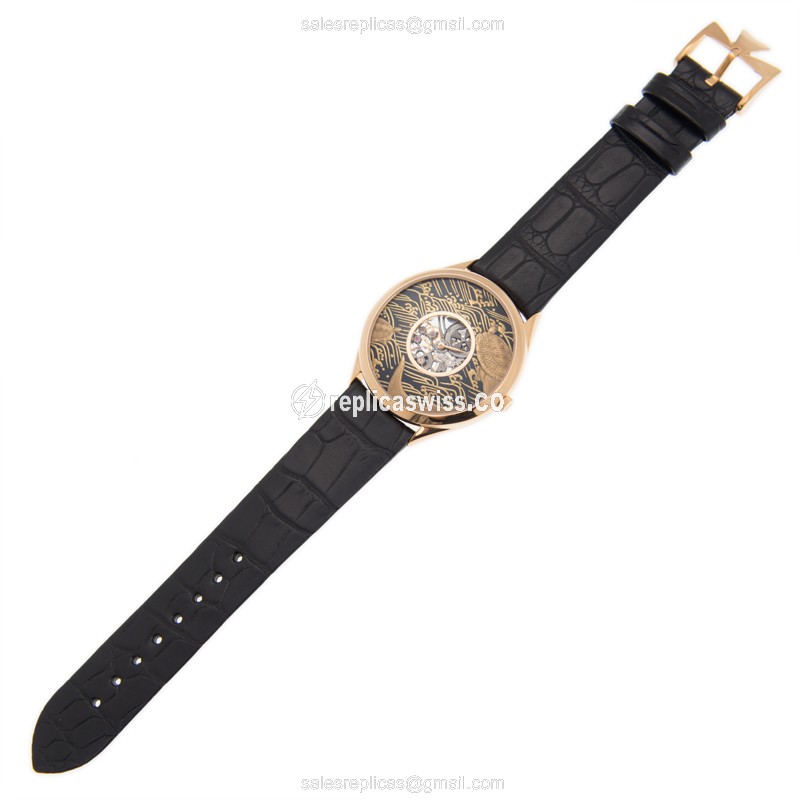 Vacheron Constantin 33222/000R-9548 Replica - Manual Wind - 18kt Rose Gold - Black Dial - Buckle Clasp - View 2