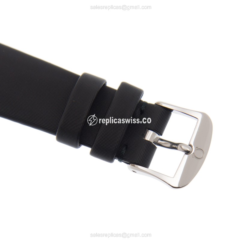 Omega De Ville Replica - Quartz - White Dial - Diamonds - Black Silk Strap - Buckle Clasp - View 4