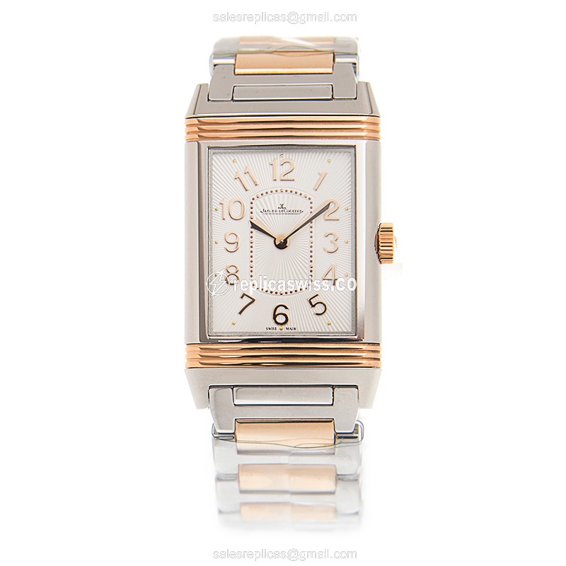 Jaeger-Lecoultre Q3204120 REVERSO - Quartz - 18kt Rose Gold & Steel Case - White Dial - Silver Clasp - View 2