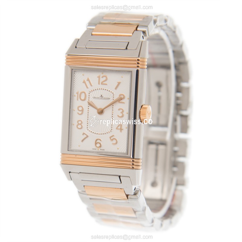 Jaeger-Lecoultre Q3204120 REVERSO - Quartz - 18kt Rose Gold & Steel Case - White Dial - Silver Clasp - View 3