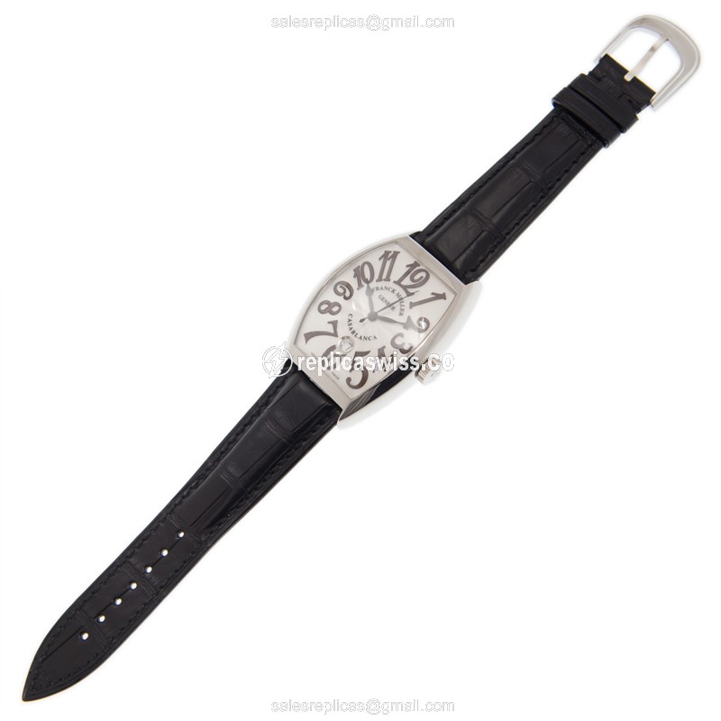 Franck Muller 8880B-White Casablanca - Automatic - Steel Case - White Dial - Black Alligator Strap - View 2