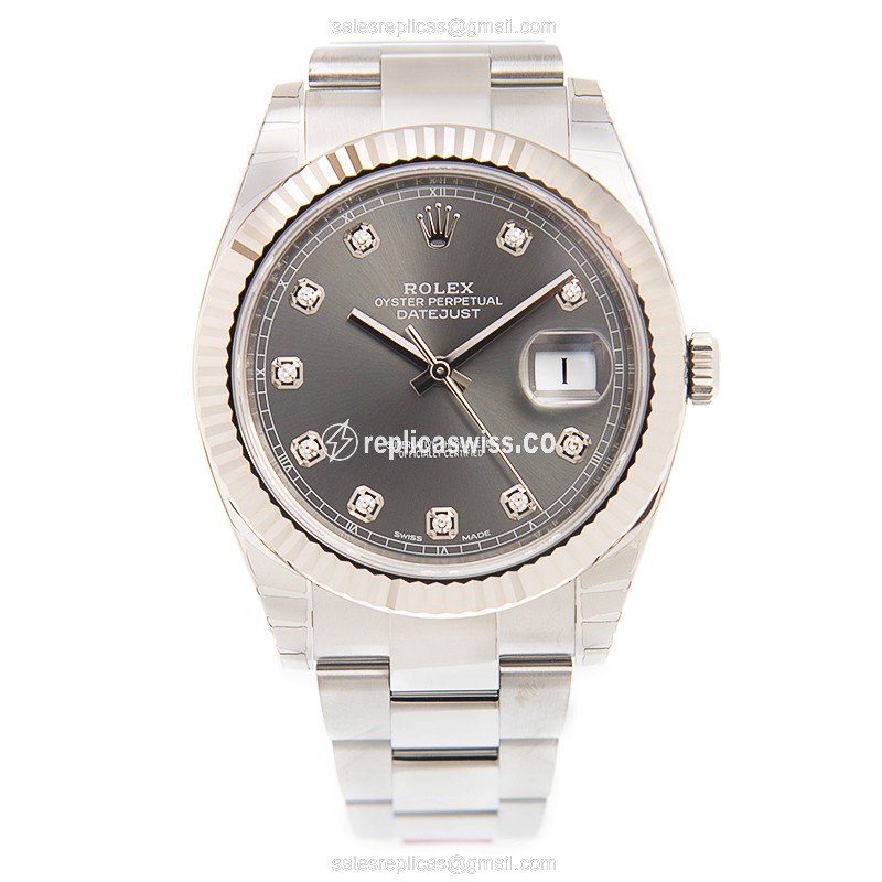 Rolex Datejust Replica | Automatic | 18kt White Gold & Steel | Gray Dial - View 2