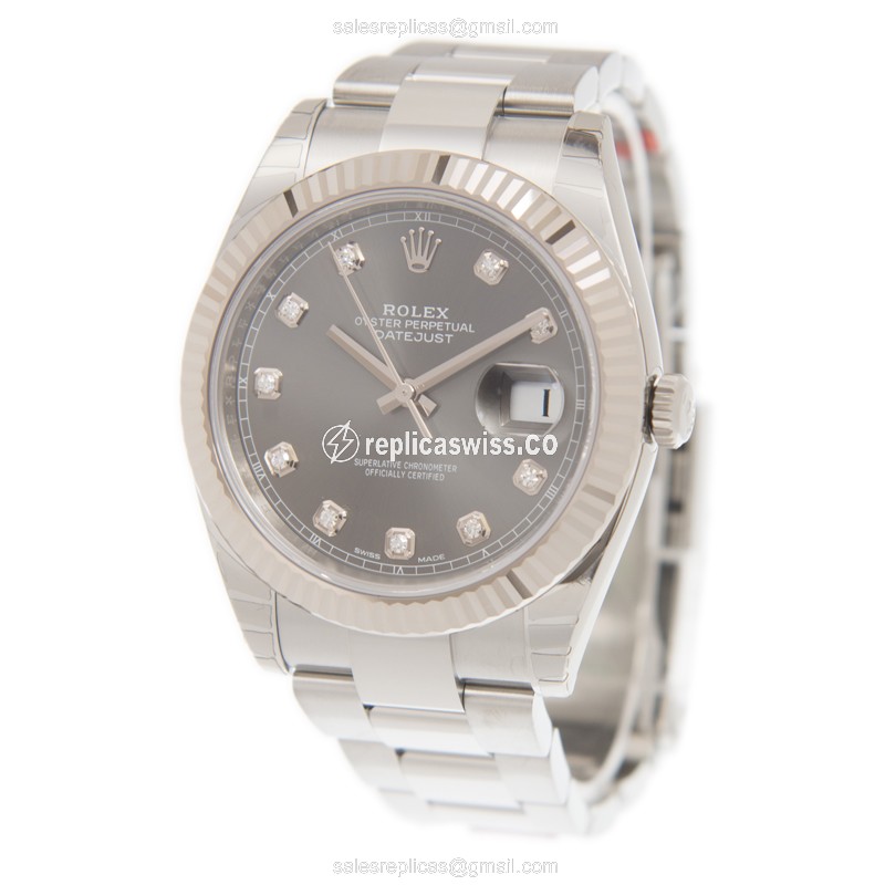 Rolex Datejust Replica | Automatic | 18kt White Gold & Steel | Gray Dial - View 3