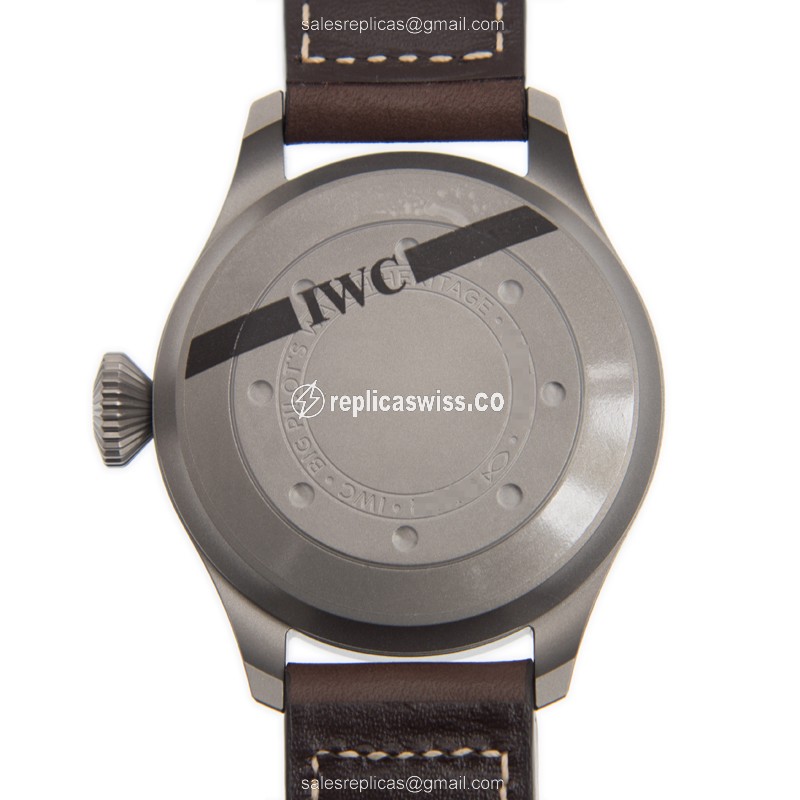 IWC PILOTS Replica - Automatic - Titanium - Black - Brown Cowhide - Clasp - View 3
