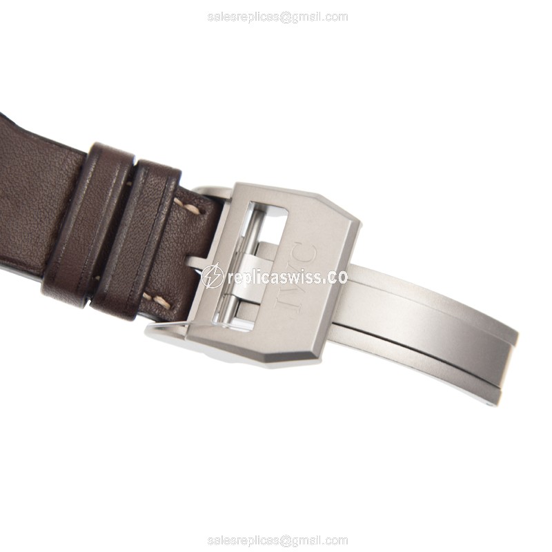 IWC PILOTS Replica - Automatic - Titanium - Black - Brown Cowhide - Clasp - View 4