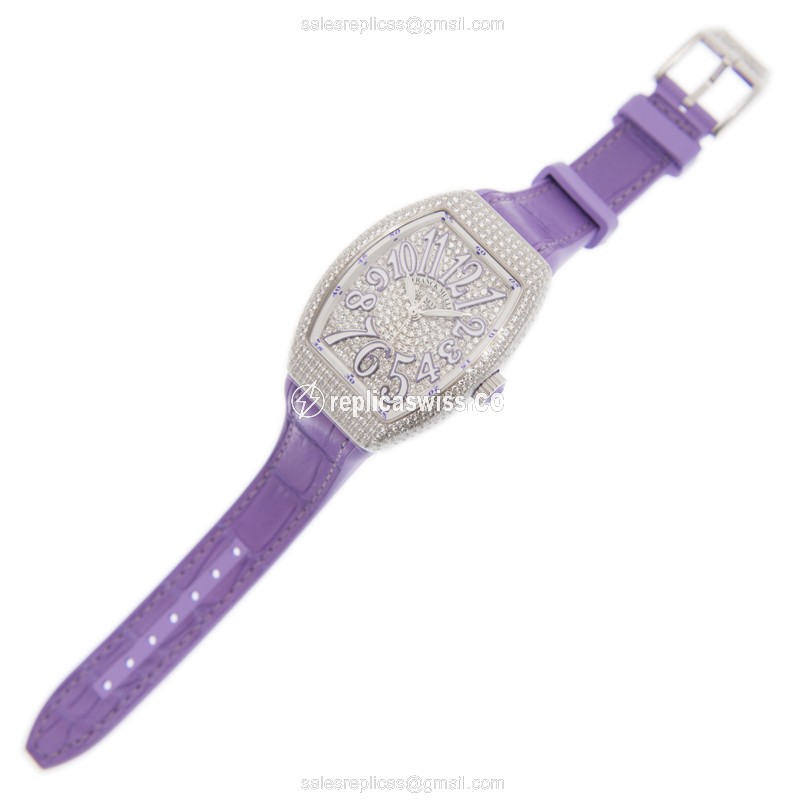 Franck Muller V 35 SC AT FO D CD AC.VL Vanguard Replica - Automatic - Silver Dial, Diamonds - View 2