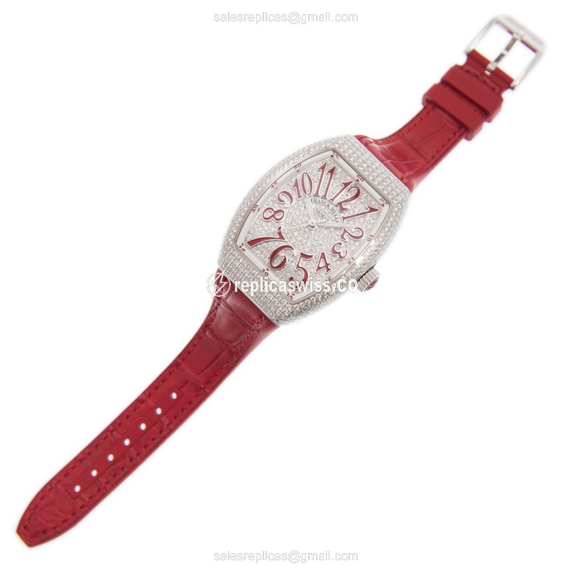 Franck Muller V 35 SC AT FO D CD AC.RG Vanguard Replica - Automatic - 18kt White Gold - Diamond Case - Silver Dial - View 2