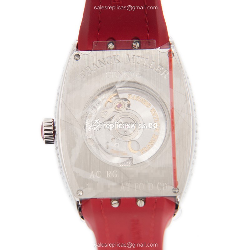 Franck Muller V 35 SC AT FO D CD AC.RG Vanguard Replica - Automatic - 18kt White Gold - Diamond Case - Silver Dial - View 3