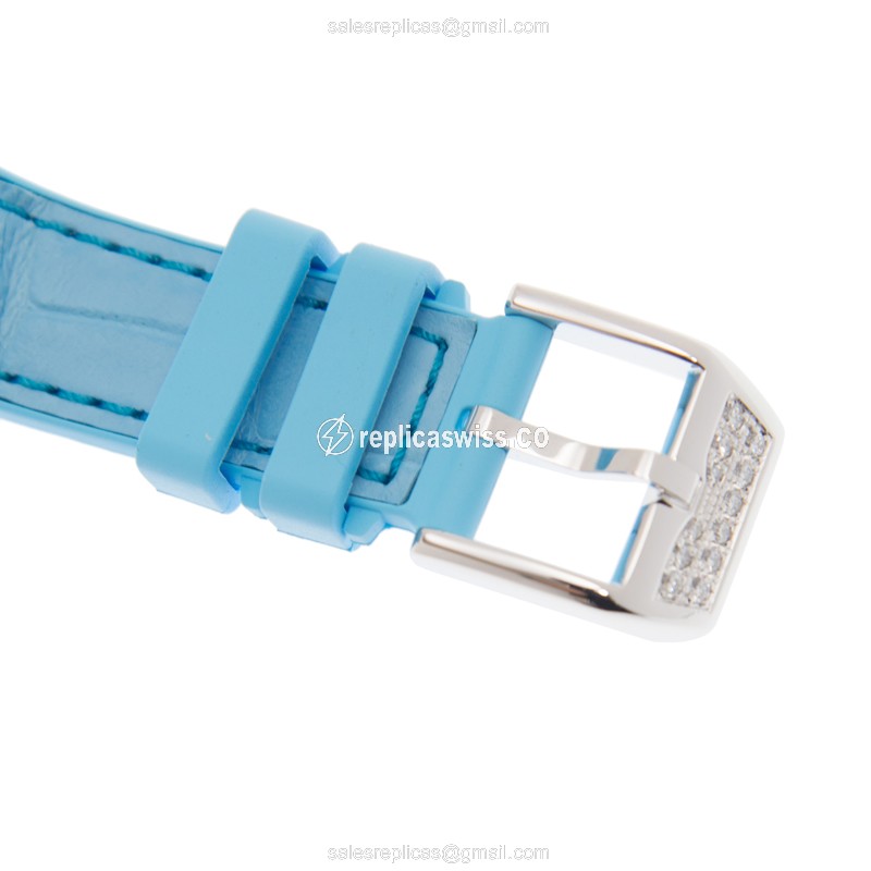 Franck Muller V 35 SC AT FO D CD COL DRM - Automatic - White Gold Case - Diamond - Silver Dial - Alligator Strap - View 4