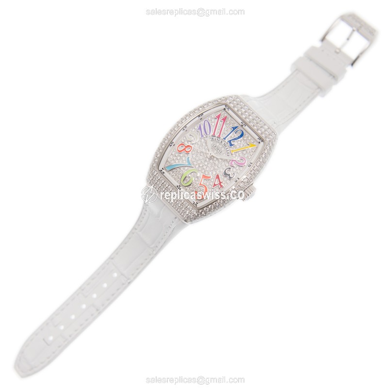 Franck Muller V 35 SC AT FO D CD COL DRM - Automatic - 18kt White Gold - Diamond Dial - Buckle Clasp - View 2