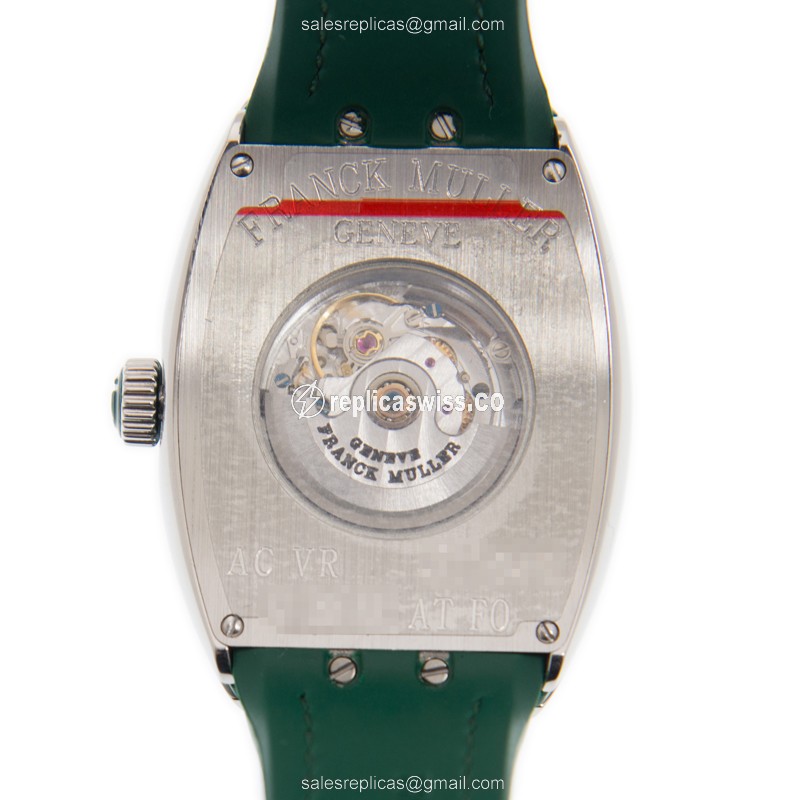 Franck Muller V32 SC AT FO - Automatic - Stainless Steel - White Dial - Green Alligator Strap - View 3
