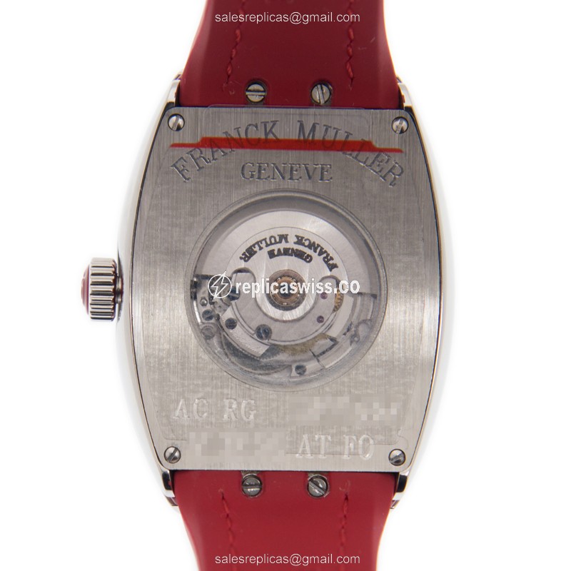 Franck Muller V32SC AT FOAC.RG Vanguard - Auto - Stainless Steel - White Dial - Red Alligator Buckle - View 3