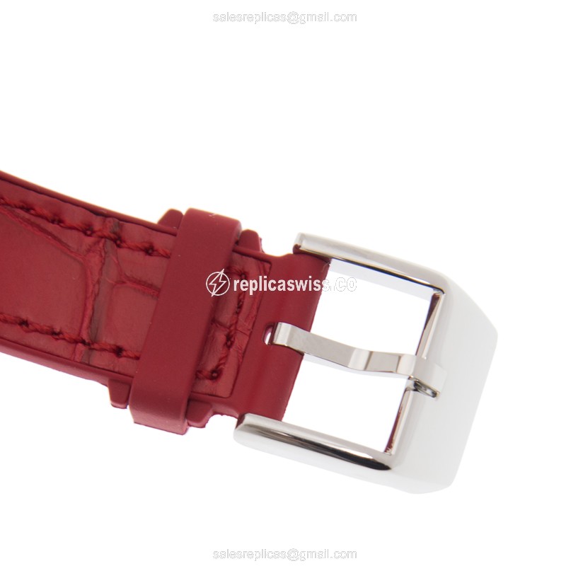 Franck Muller V32SC AT FOAC.RG Vanguard - Auto - Stainless Steel - White Dial - Red Alligator Buckle - View 4