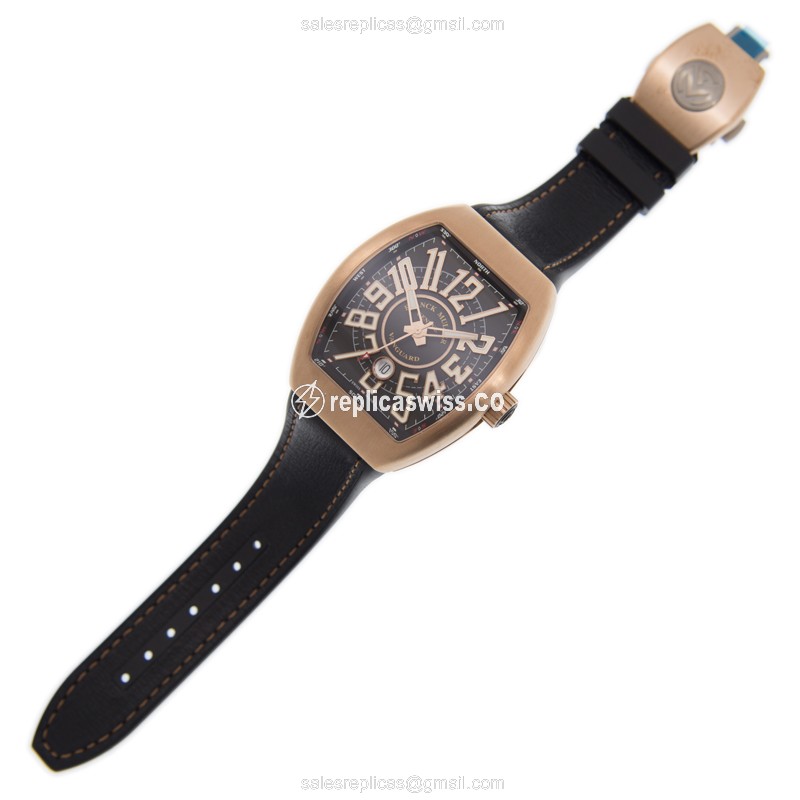 Franck Muller V 45 SC DT CIR BZ.NR.BR - Black Dial - Automatic - Rose Gold & Steel Case - View 2