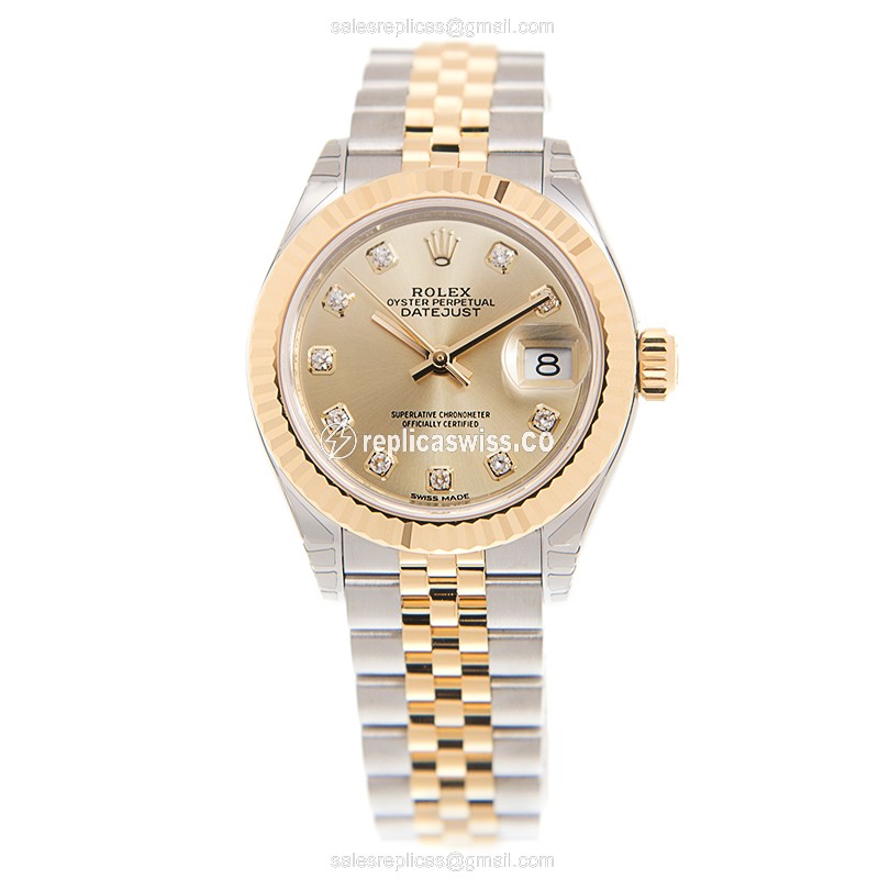 Rolex Lady Datejust Replica | Automatic | Gold Case, Gold Strap | 18kt Gold & Steel - View 2