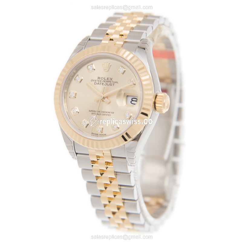 Rolex Lady Datejust Replica | Automatic | Gold Case, Gold Strap | 18kt Gold & Steel - View 3