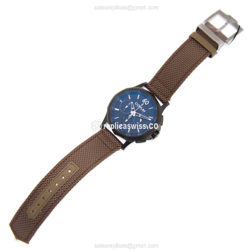 Corum Admiral's Cup Replica - Automatic - Steel Case - Black Dial - Brown Leather Strap - View 2