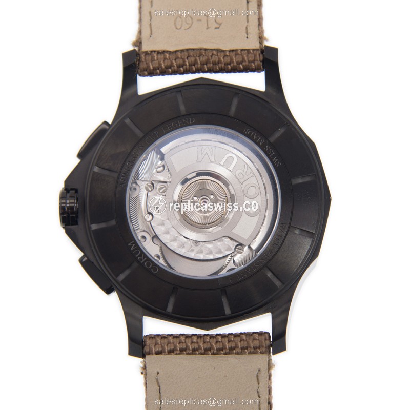 Corum Admiral's Cup Replica - Automatic - Steel Case - Black Dial - Brown Leather Strap - View 3