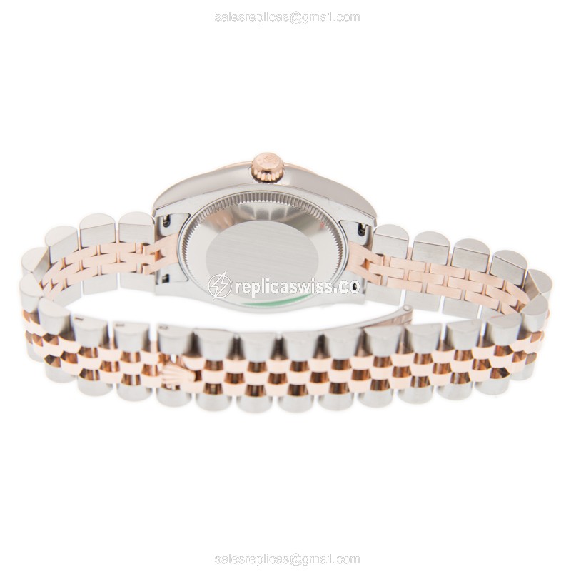 Rolex Datejust Replica - Automatic - 18kt Rose Gold & Steel - Black Dial - Gold Strap - View 4