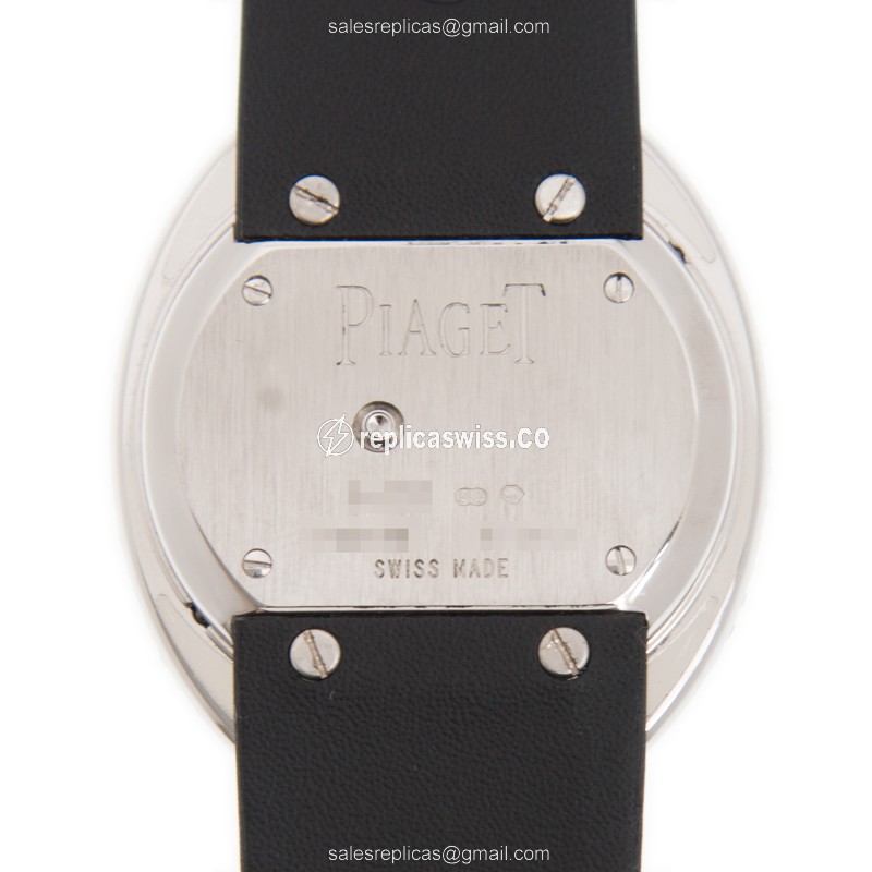 Piaget LIMELIGHT Quartz - 18kt White Gold - Diamond Silver Dial - Black Leather Strap - Buckle Clasp - View 3