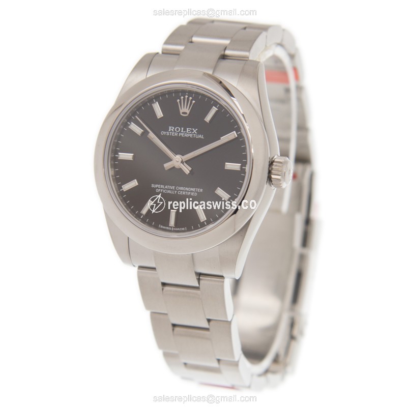 Rolex 177200BK_O Replica - Automatic - Steel Case - Black Dial, Silver Clasp - View 3