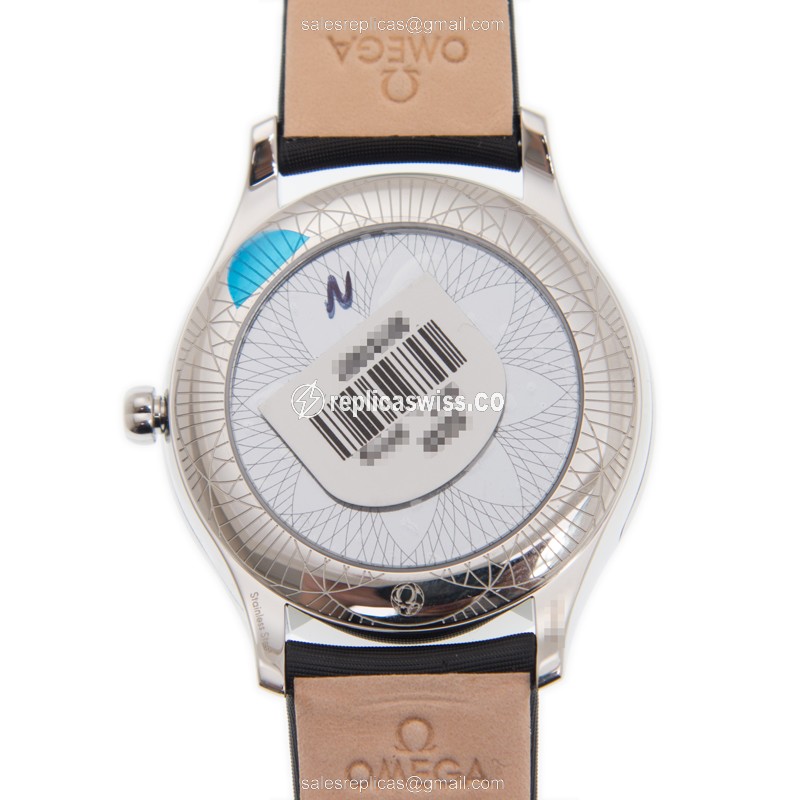 Omega DE VILLE Replica - Quartz - Stainless Steel Case - Black Dial on Black Leather Strap - View 3