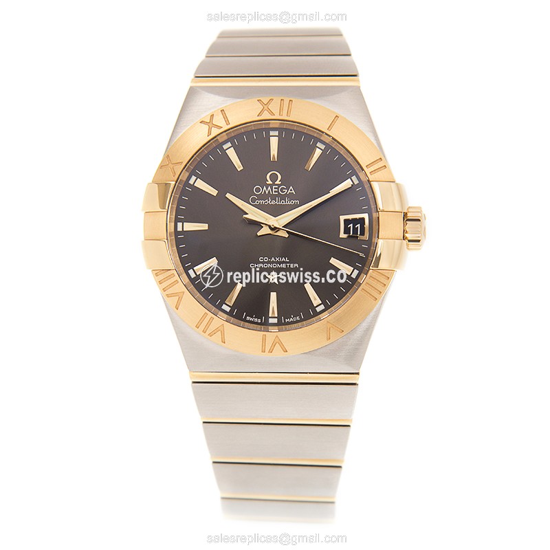 Omega Constellation Replica - Automatic - Gray Dial - Gold Clasp - 20mm Case - View 2
