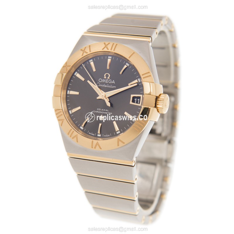 Omega Constellation Replica - Automatic - Gray Dial - Gold Clasp - 20mm Case - View 3