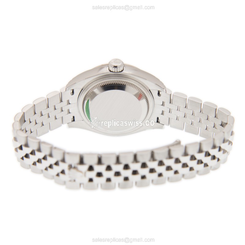Rolex Datejust Lady Replica - Automatic - White Gold - Brown Dial, Steel Case & Strap - View 4