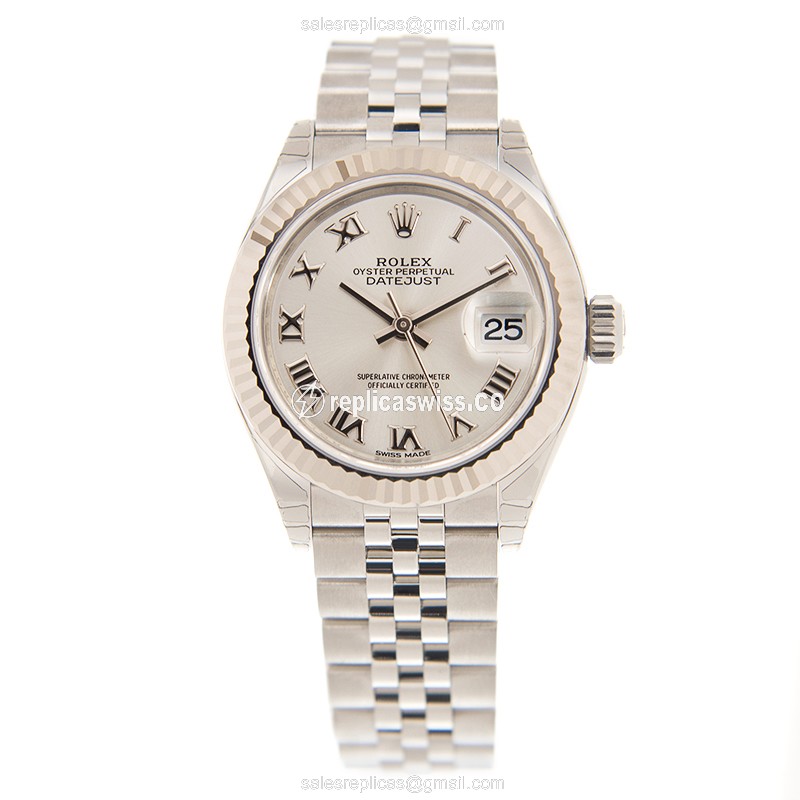 Rolex Lady Datejust Replica - Automatic - White Gold & Steel - Silver Dial - Steel Strap - View 2