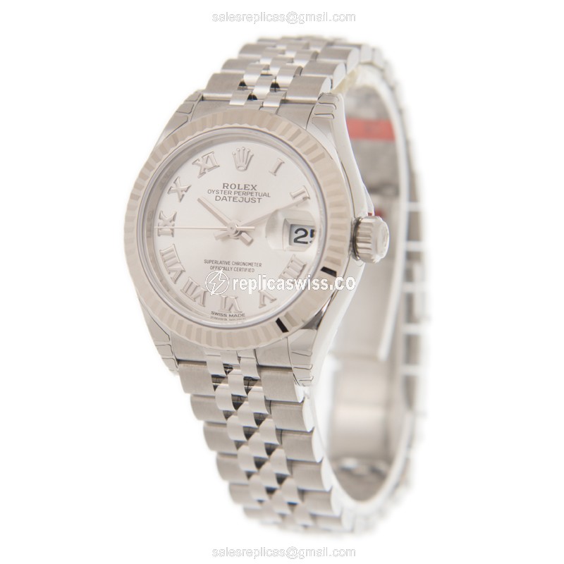 Rolex Lady Datejust Replica - Automatic - White Gold & Steel - Silver Dial - Steel Strap - View 3