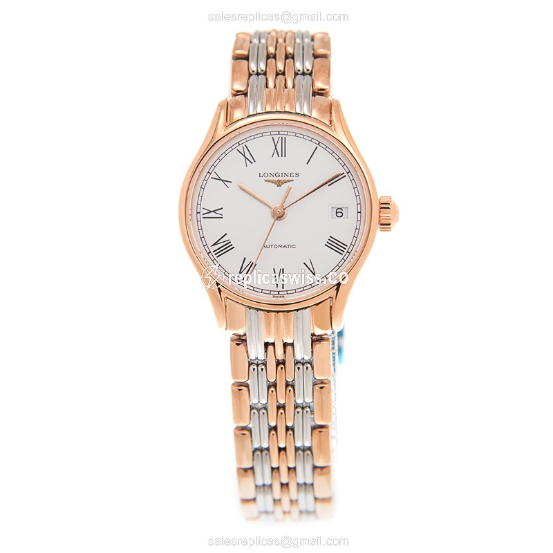 Longines Lyre Replica - Automatic - Rose Gold & Steel Case - White Dial - View 2