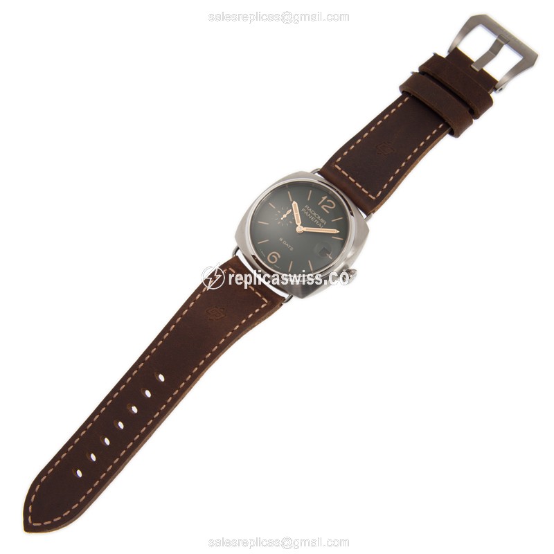 Panerai PAM00735 RADIOMIR - Manual - Titanium PVD - Green Dial - Brown Leather Strap - Buckle Clasp - View 2
