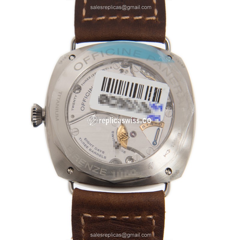 Panerai PAM00735 RADIOMIR - Manual - Titanium PVD - Green Dial - Brown Leather Strap - Buckle Clasp - View 3