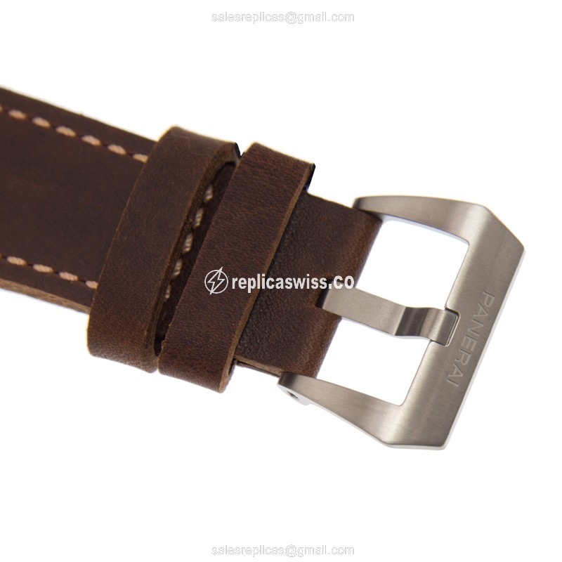 Panerai PAM00735 RADIOMIR - Manual - Titanium PVD - Green Dial - Brown Leather Strap - Buckle Clasp - View 4