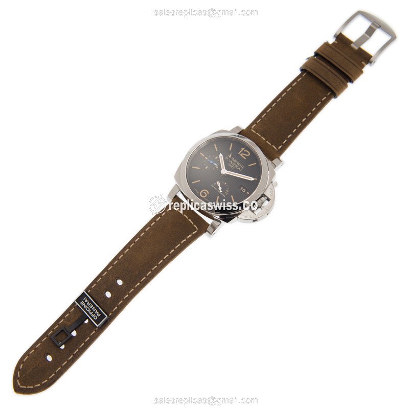 Panerai PAM01537 LUMINOR Replica - Manual - Steel Case - Black Dial - Brown Leather Strap - Buckle Clasp - View 2
