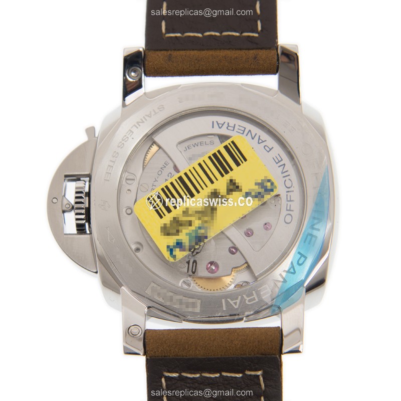 Panerai PAM01537 LUMINOR Replica - Manual - Steel Case - Black Dial - Brown Leather Strap - Buckle Clasp - View 3