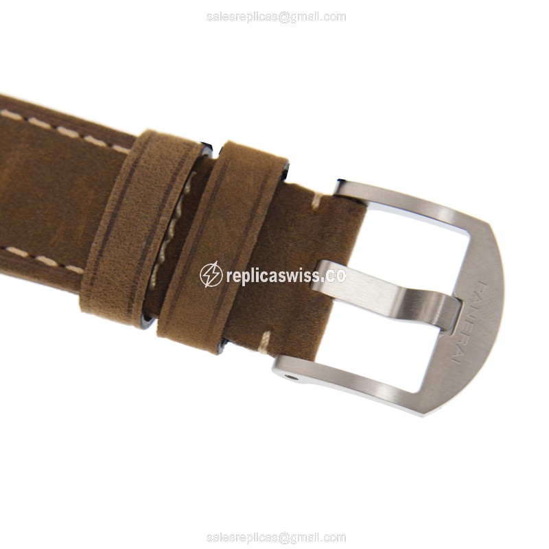Panerai PAM01537 LUMINOR Replica - Manual - Steel Case - Black Dial - Brown Leather Strap - Buckle Clasp - View 4