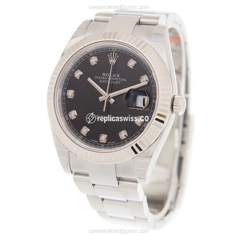 Rolex Datejust Watch Replica - Automatic - Steel - Black - View 3