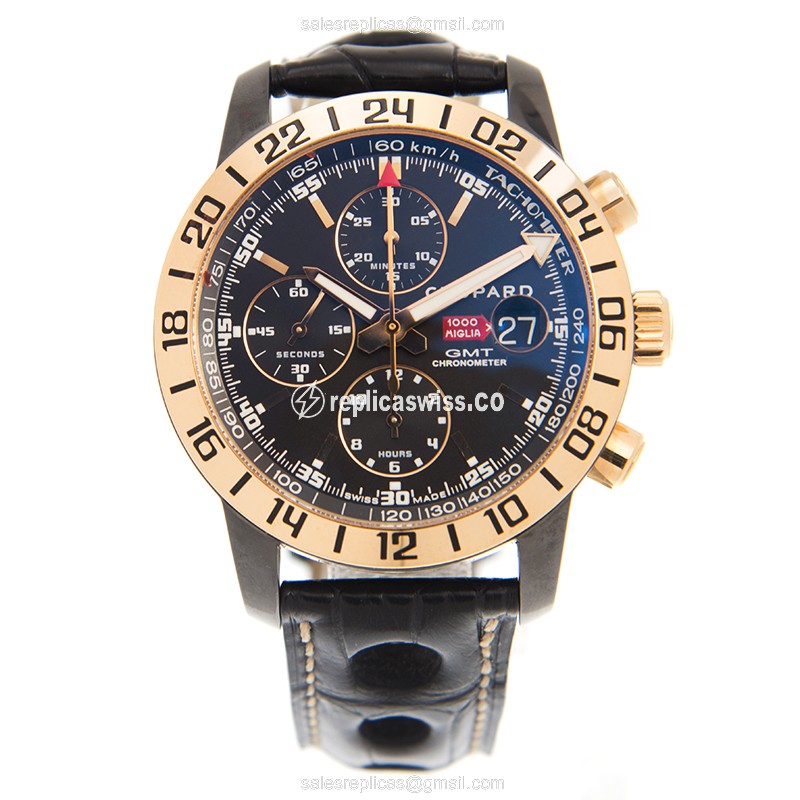 Chopard Replica Mille Miglia GT XL - Auto - 18kt Rose Gold - Black Dial - Buckle Clasp - View 2